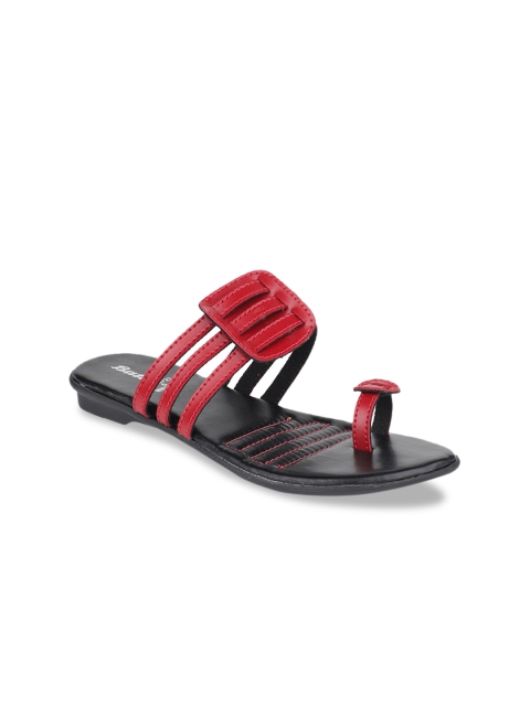 

Bata Women Red Solid PU One Toe Flats