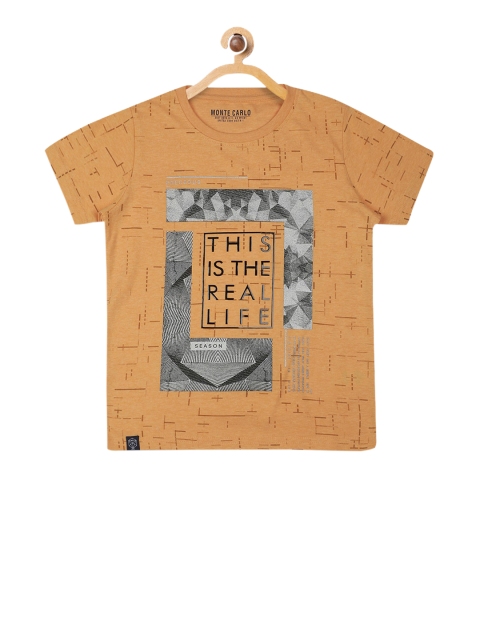 

Monte Carlo Boys Brown Printed Round Neck T-shirt