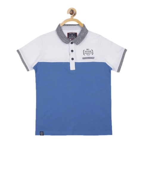 

Monte Carlo Boys White & Blue Colourblocked Polo Collar T-shirt