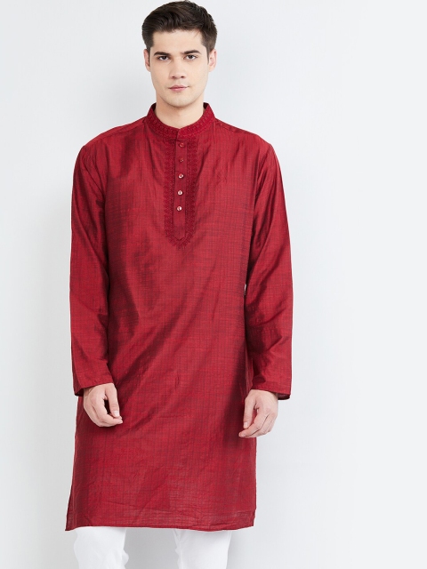

max Men Red Solid Straight Kurta