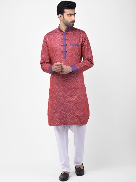 

SG LEMAN Men Red & White Printed Kurta with Pyjamas