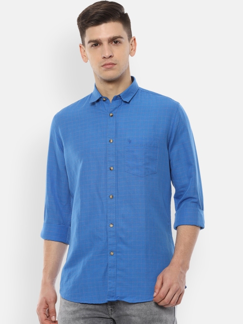 

Van Heusen Sport Men Blue Regular Fit Solid Pure Linen Casual Shirt