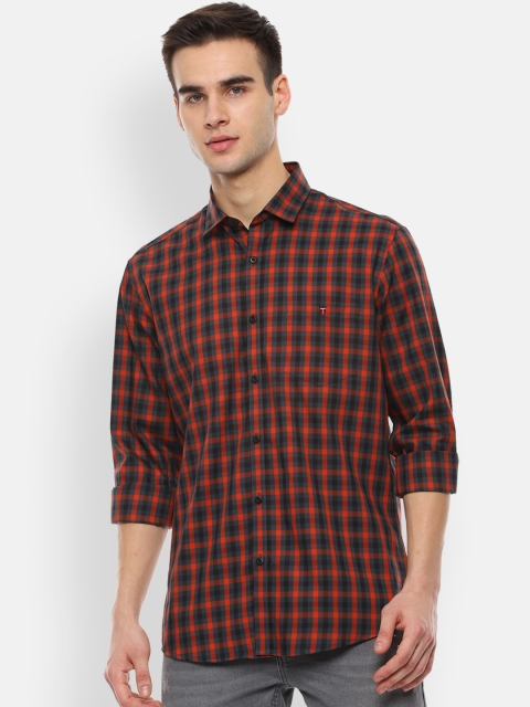 

Louis Philippe Jeans Men Red & Grey Slim Fit Checked Casual Shirt