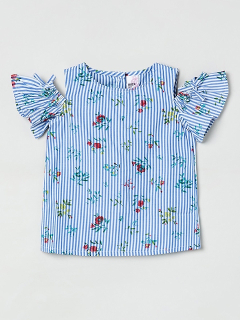 

max Girls Blue Printed Pure Cotton Top