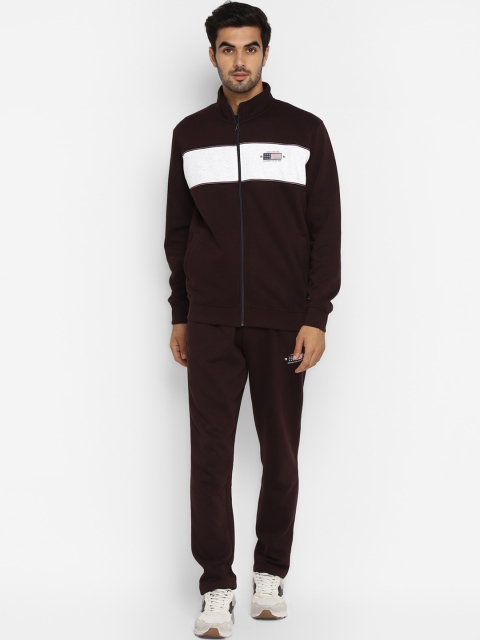

Octave Men Maroon & White Solid Tracksuit