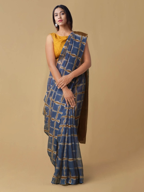 

Unnati Silks Blue & Beige Pure Cotton Printed Kota Saree