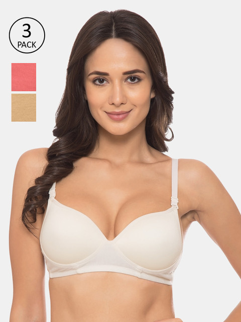 

Souminie Pack Of 3 Solid Non-Wired Heavily Padded Everyday Bra S-716-OFFW-SK-CRL-32D, White