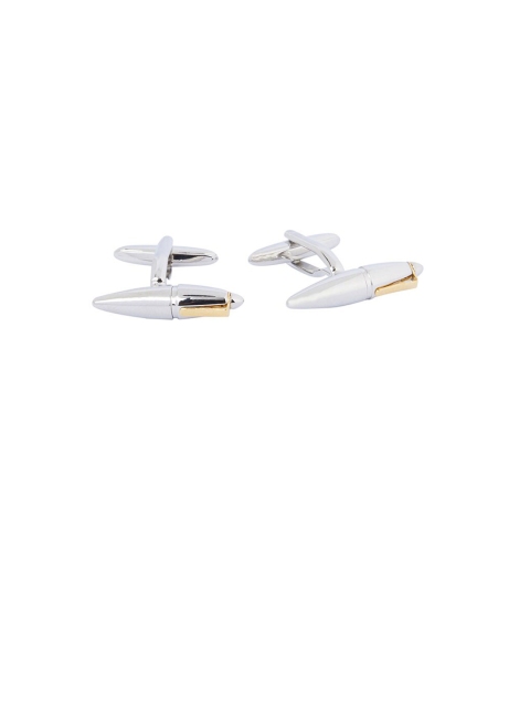 

shaze Silver-Toned Quirky Silver Pen Cufflinks