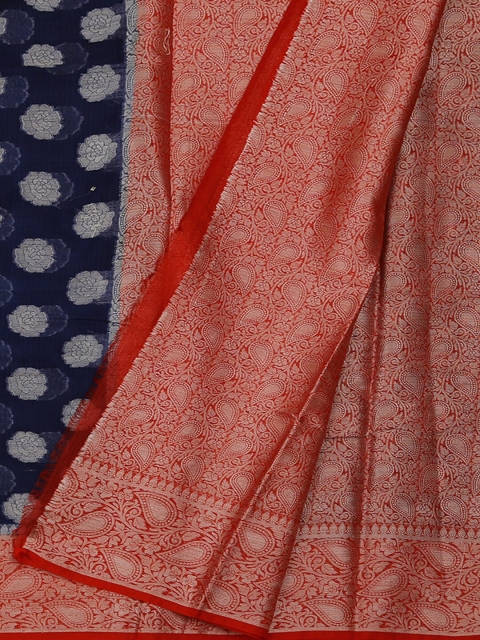 

Pothys Navy Blue Woven Design Supernet Saree