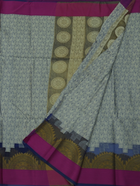 

Pothys Navy Blue & Off-White Cotton Blend Woven Design Saree