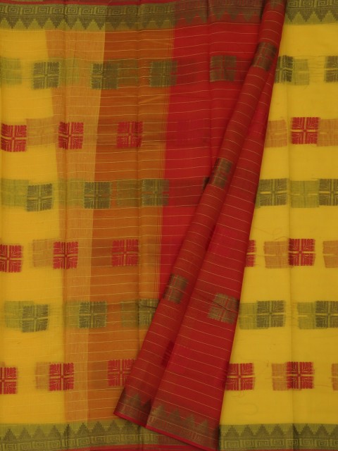 

Pothys Yellow Woven Design Cotton Blend Saree