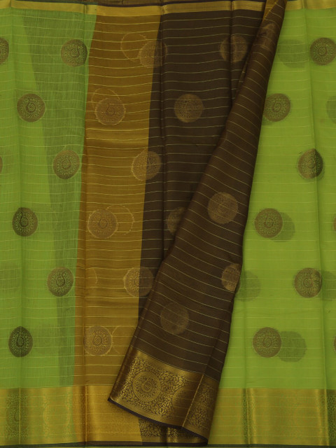 

Pothys Green & Gold-Coloured Cotton Blend Woven Design Saree
