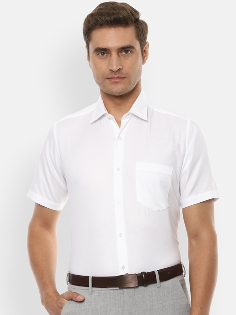 Van Heusen Men White Slim Fit Solid Formal Shirt