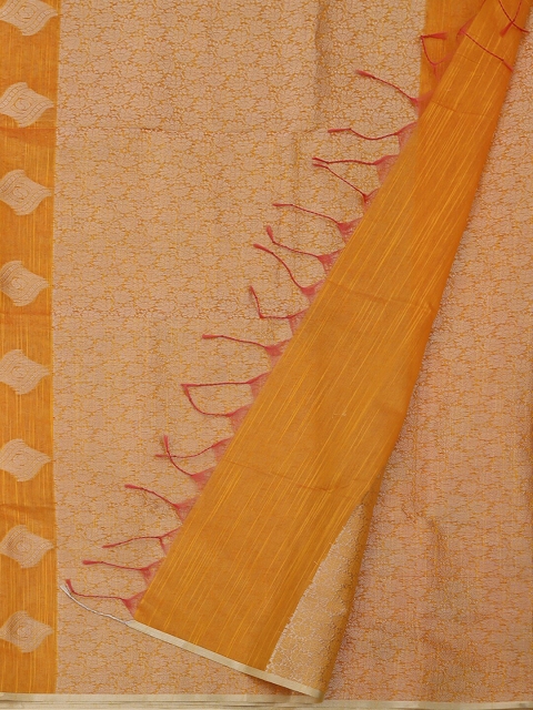 

Pothys Yellow & Gold Woven Design Cotton Blend Saree