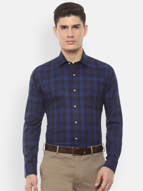 

Van Heusen Men Navy Blue Slim Fit Checked Formal Shirt