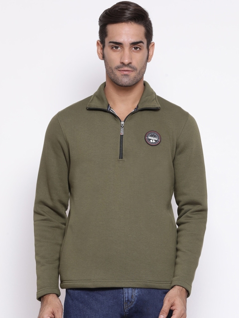 

SWISS MILITARY Men Olive Green Solid Sweatshirt