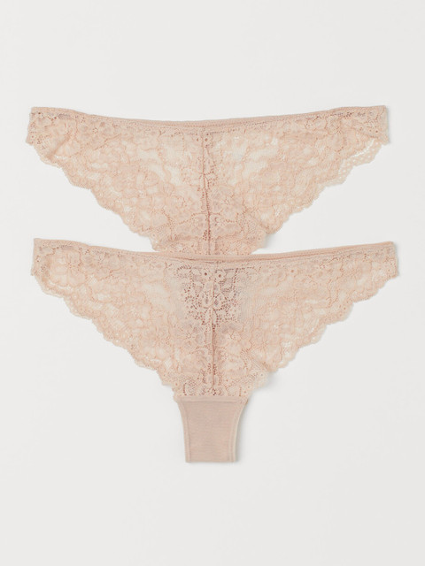 

H&M 2-Pack Beige Lace Brazilian Briefs