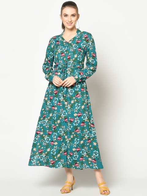 

SQew Women Green Printed Maxi Dress