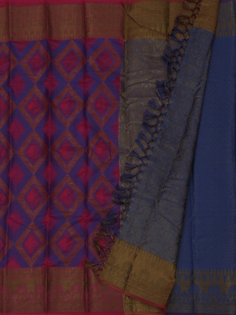 

Pothys Blue & Pink Cotton Blend Woven Design Saree