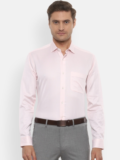 

Van Heusen Men Pastel Peach Regular Fit Self Design Formal Shirt