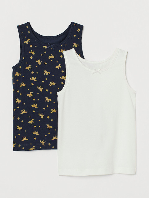 

H&M Girls 2-Pack Vest Tops, White