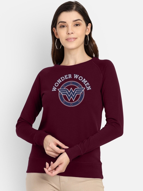 

Free Authority Women Burgundy Wonder Women Print Sweatshirt