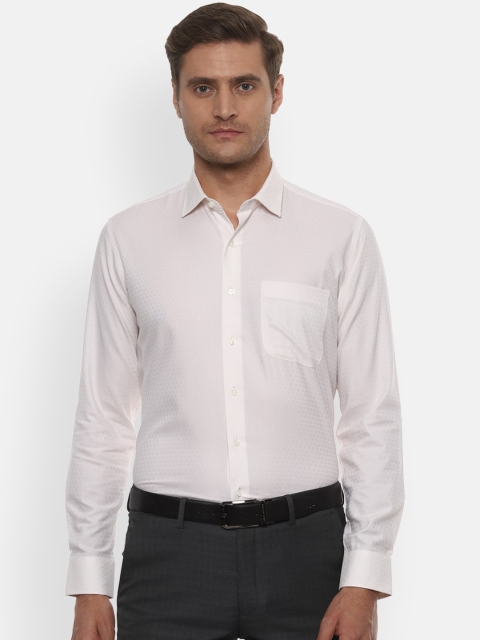

Van Heusen Men Cream-Coloured Slim Fit Self Design Formal Shirt