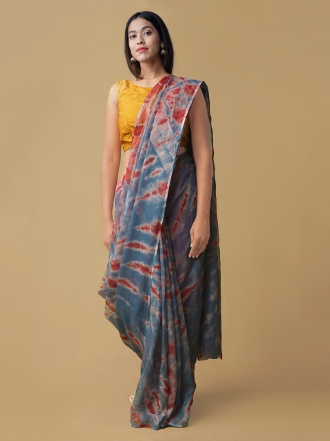 

Unnati Silks Blue Pure Cotton Printed Kota Saree