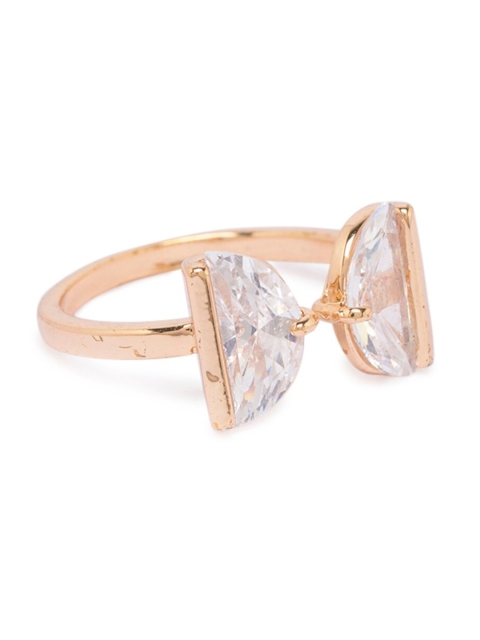 

Globus Gold-Plated White Stone-Studded Adjustable Finger Ring