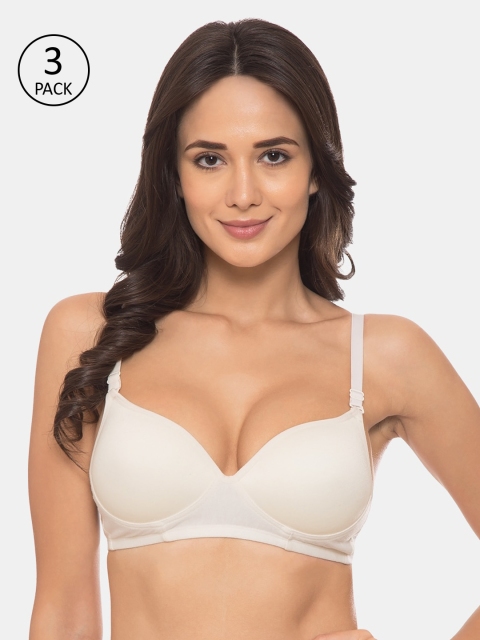 

Souminie Pack Of 3 White Solid Non-Wired Heavily Padded Everyday Bra S-716-3PC-OFFW-32D