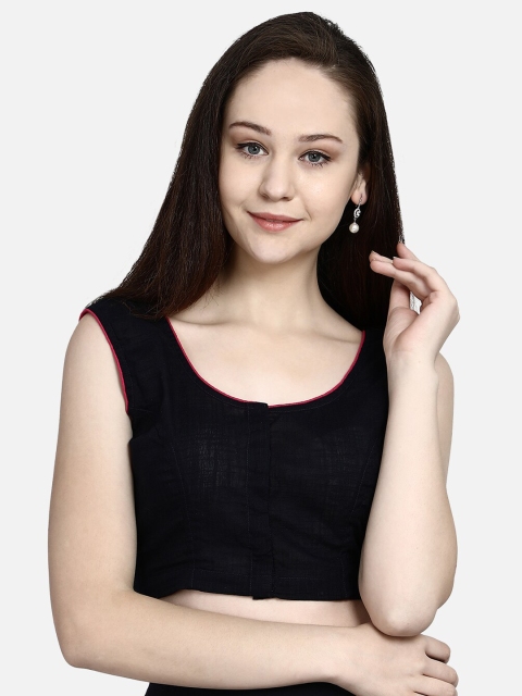 

Molcha Women Navy Blue Hand-Embroidered Saree Blouse