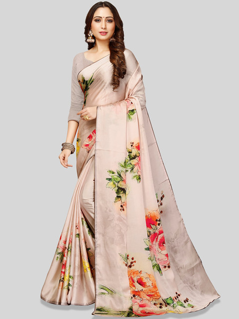 

Pothys Pink Printed Poly Crepe Saree