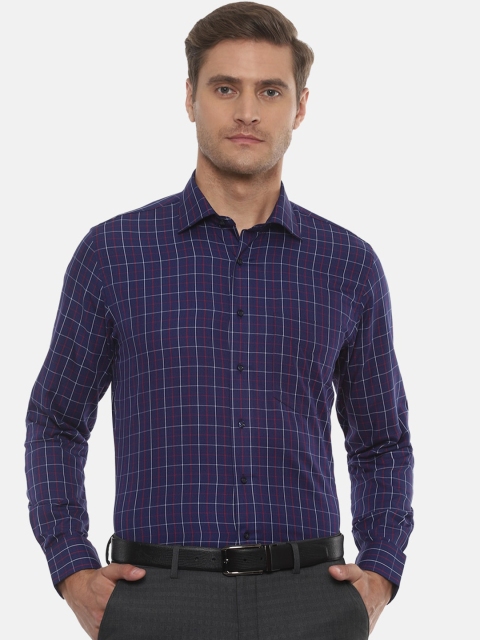 

Van Heusen Men Navy Blue Slim Fit Checked Formal Shirt