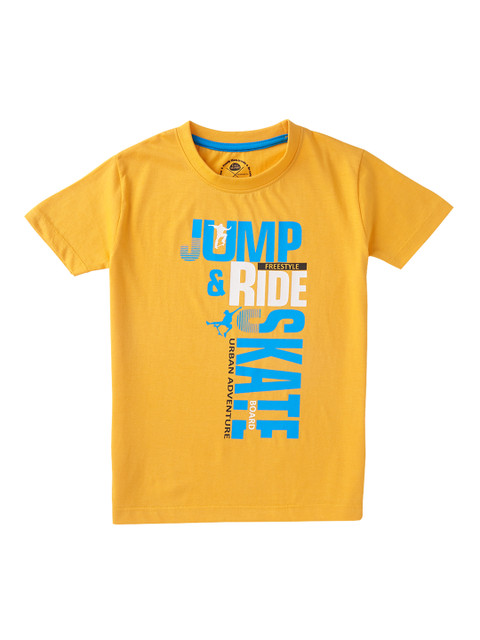 

Cub McPaws Boys Yellow Printed Round Neck T-shirt