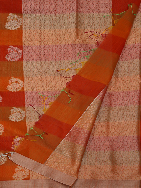 

Pothys Orange Woven Design Cotton Blend Saree