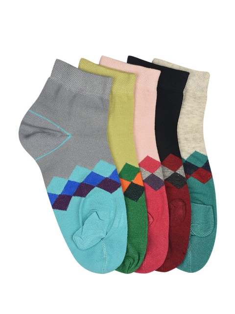 

MARC Women Pack of 5 Colourblocked Ankle-Length Socks, Multi