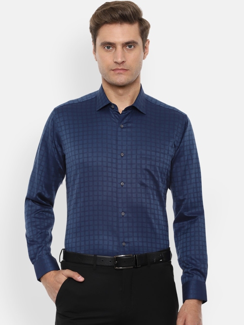 

Van Heusen Men Navy Blue Regular Fit Checked Formal Shirt