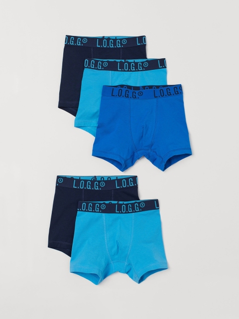 

H&M Boys Blue & Black Solid 5-Pack Boxer Shorts