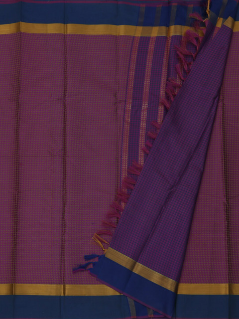 

Pothys Violet & Navy Blue Cotton Blend Printed Chanderi Saree