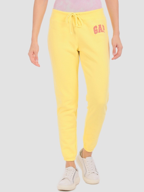

GAP Women Yellow Drawstring Waist Logo Joggers