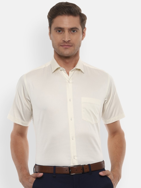 

Van Heusen Men Cream-Coloured Regular Fit Solid Formal Shirt