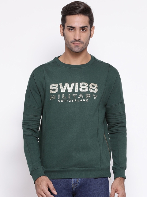 

SWISS MILITARY Men Green Printed Sweatshirt