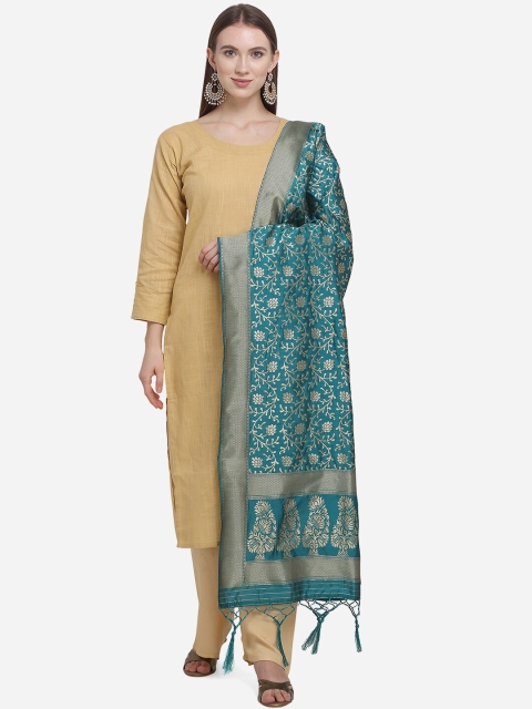 

SHEEYA Turquoise Blue Woven Design Banarasi Silk Dupatta