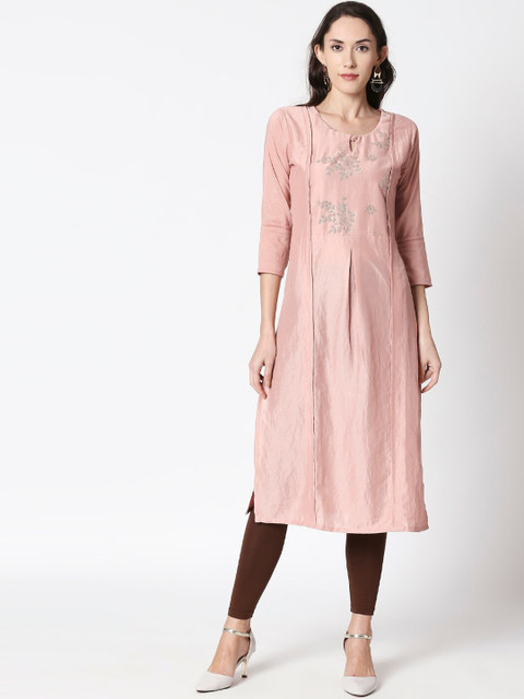 

HUUR Women Peach-Coloured Yoke Design A-Line Kurta