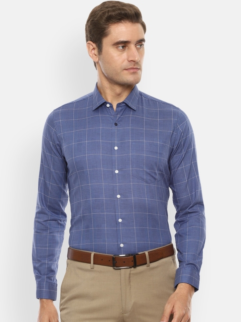 

Van Heusen Men Blue & White Slim Fit Checked Formal Shirt