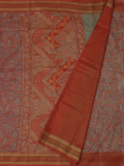 

Pothys Orange Printed Jute Silk Saree