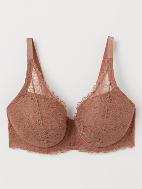 

H&M Women Beige Padded Underwired Lace Bra