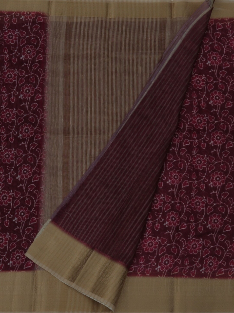 

Pothys Maroon Printed Jute Silk Saree