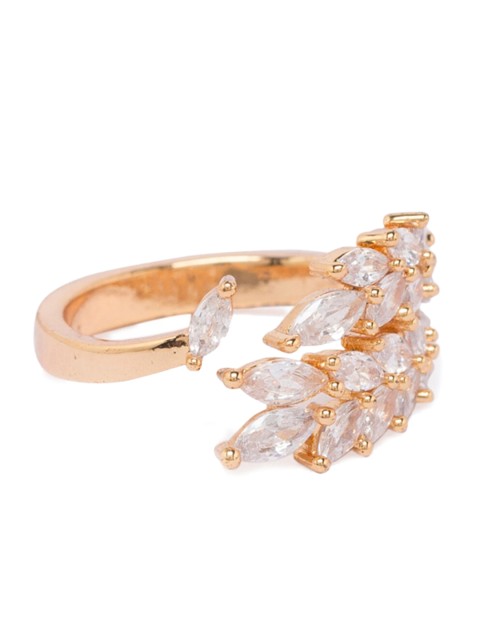 

Globus Gold-Plated White Cubic-Zirconia-Studded Finger Ring