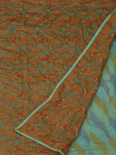 

Pothys Brown & Green Printed Saree